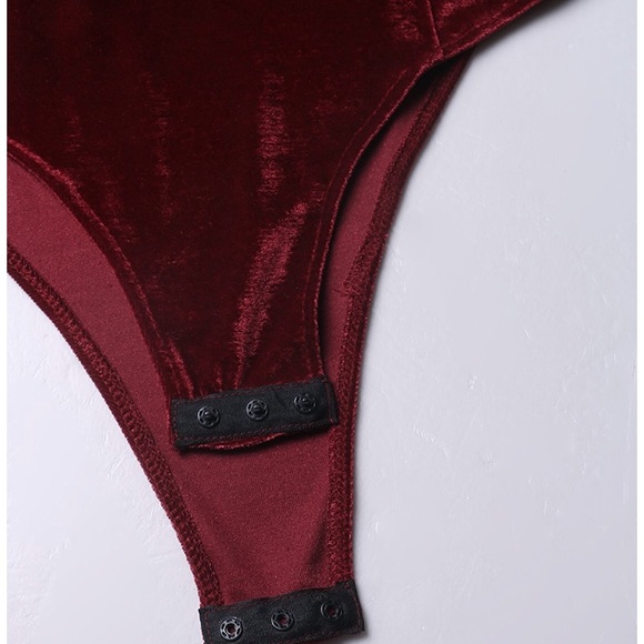 💋Kemba Maroon Velvet Bandeau Lace back body suit - Picture 6 of 8